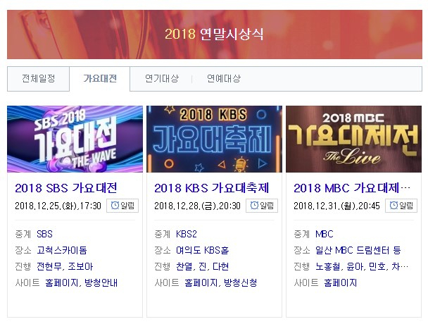 올해 지상파 3사의 가요 시상식은 