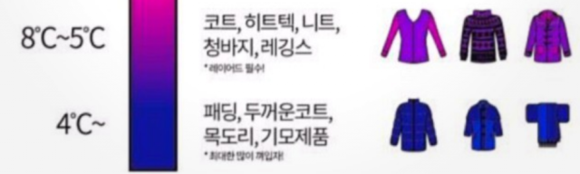 기온별 옷차림 예제. 온라인 커뮤니티