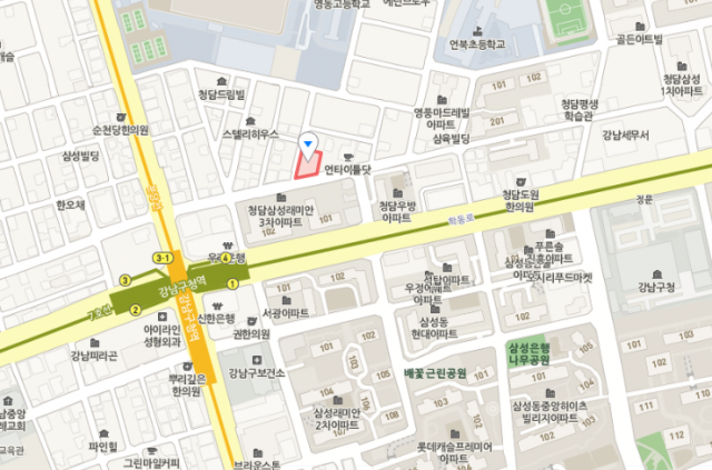 서울 강남 청담동 화재 위치는? 청담동 37-17, 강남구청역 바로 옆. 네이버지도