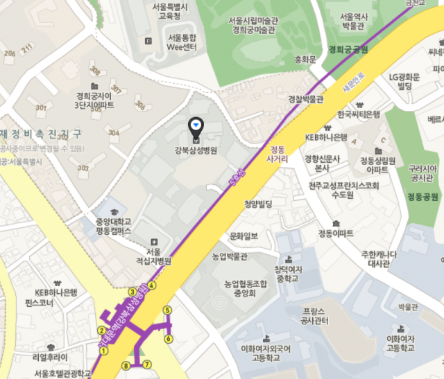 강북삼성병원 위치. 네이버지도