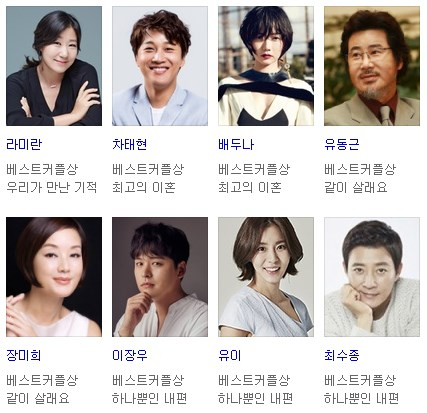 KBS 연기대상 수상자 명단