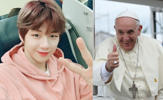 워너원 강다니엘, 프란치스코 교황. 강다니엘 인스타그램, 매일신문DB