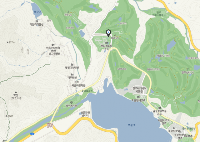 한화리조트 경주 및 뽀로로 아쿠아빌리지 위치. 네이버 지도