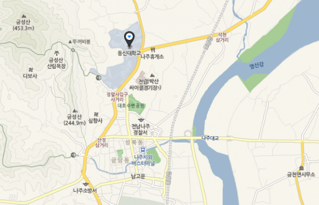 동신대 위치. 전남 나주. 네이버 지도