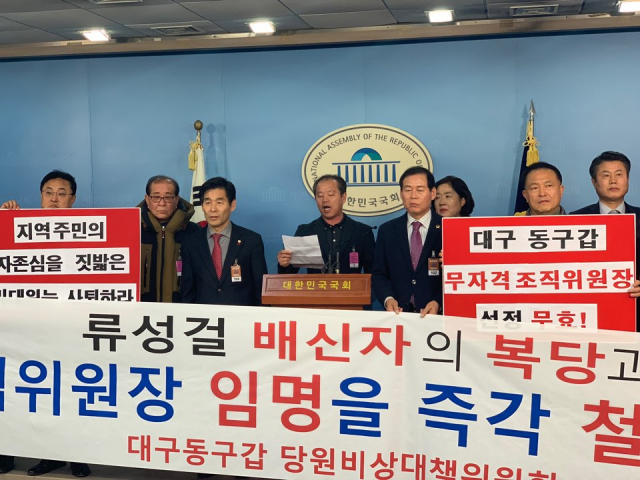대구 동갑 시·구의원, 당원들이 14일 여의도 국회 정론관에서