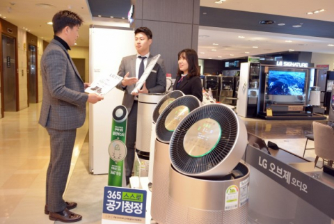 연일 최악의 미세먼지가 지속되면서 미세먼지 마스크, 공기청정기 등 관련상품의 매출이 늘고 있다. 대구백화점 제공.