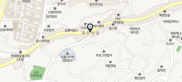 경리단길. 지도에 표기돼 있다. 네이버 지도