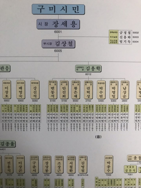 구미시가 최근 제작한 시청내 조직 기구표에 그동안 한 번도 없었던 