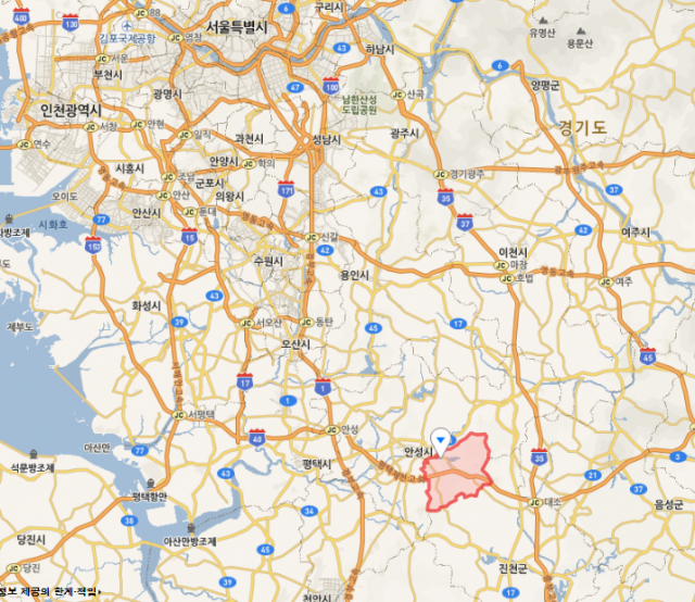 경기도 안성시 금광면. 네이버 지도