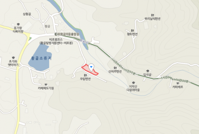 장바우치악산황골엿 위치. 네이버 지도