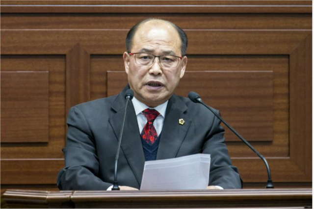 경북도의회 박판수 의원이 최근 본회의장에서 5분 자유발언을 하고 있다. 경북도 제공