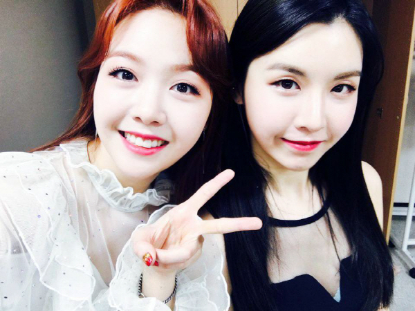 걸스데이 민아(왼쪽)와 워너비 린아. 워너비 페이스북 캡쳐