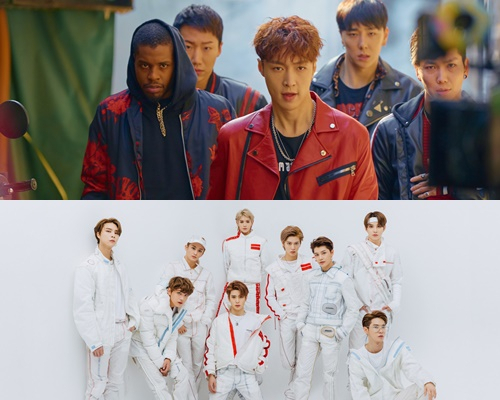 EXO 레이(위)와 NCT127. SM엔터테인먼트 제공