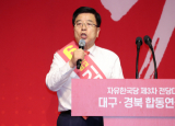 18일 오후 대구 엑스코에서 열린 자유한국당 3차 전당대회 대구·경북 합동연설회에서 김광림 최고위원 후보가 지지를 호소하고 있다. 연합뉴스