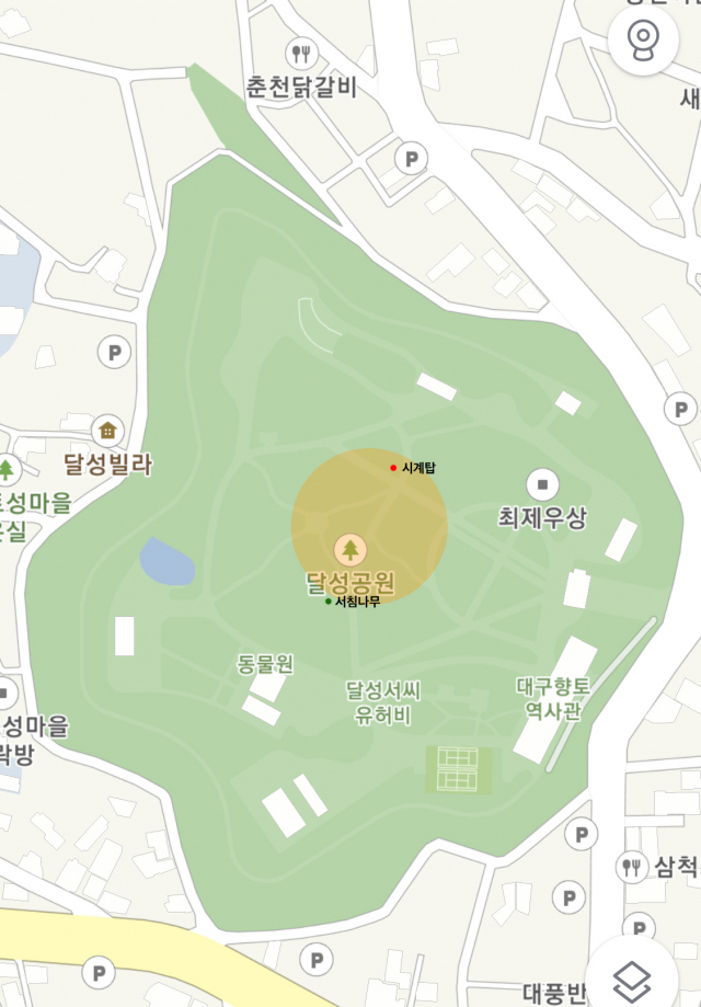 1915년 7월(음력) 대한광복회가 창립한 정확한 위치는 확인되지 않았으나, 1966년 철거한 신사 건물들 위치 등으로 미뤄볼 때 현재의 시계탑과 서침나무가 있는 위치 주변에서 결성했을 것이라는 추정이 나오고 있다.
