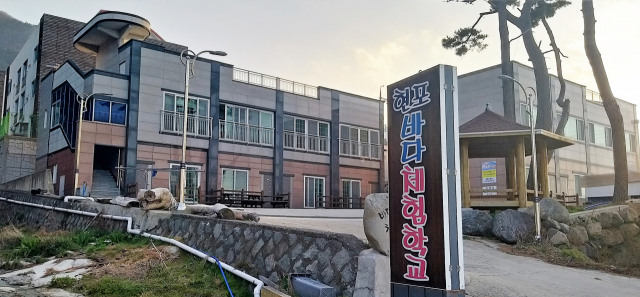 울릉군 현포어촌계가 불법으로 운영하고 있는 바다체험학교. 박기호 기자