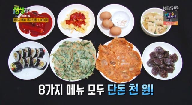 초저가의 비밀, 1000원 김밥 순대 떡볶이 부침개 등 8가지 메뉴 판매 부산 서동미로시장 