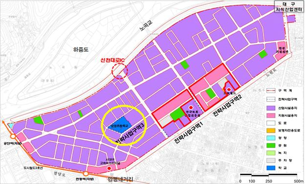 도심 노후산단인 제3산업단지에 오는 2022년까지 혁신지원센터가 건립된다. 3산단 재생사업 계획도. 대구시 제공.