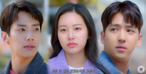 웹드라마 투하츠 출연진. 왼쪽부터 김욱, 박유나, 차선우 한국프로축구연맹 제공.