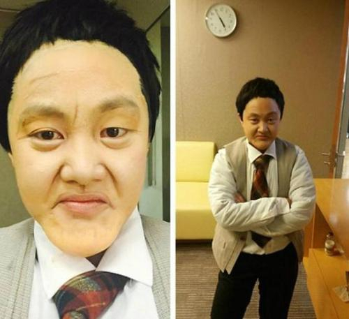 연예인이나 유명인사의 분장쇼로 인기를 얻은 박나래. 사진은 개그맨 김구라를 따라한 분장 모습. 박나래 SNS