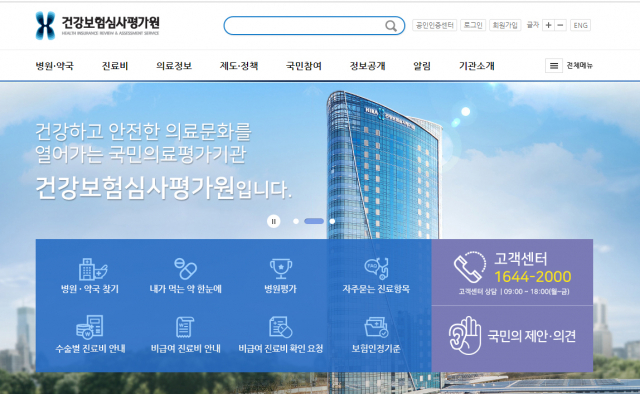 건강보험심사평가원 홈페이지 캡처