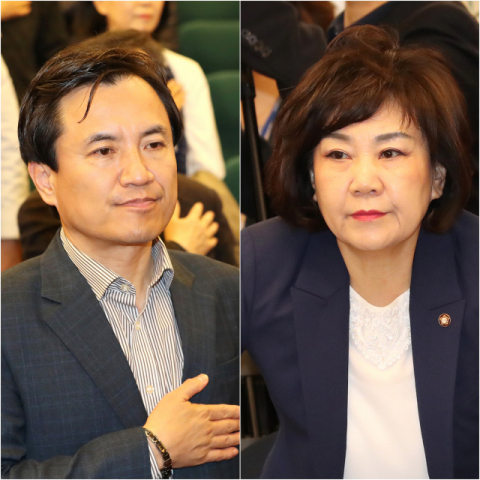 김진태 의원(왼쪽)과 김순례 최고위원. 연합뉴스