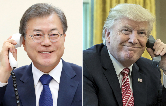 문재인 대통령은 7일 오후 35분간 도널드 트럼프 미국 대통령과 통화하면서 북한이 지난 4일 쏘아올린 발사체 관련 정보를 공유하고 이후 한반도 비핵화 방안에 대해 논의했다. 청와대는 문 대통령과 트럼프 대통령이 오후 10시부터 10시35분까지 통화했다고 밝혔다. 연합뉴스