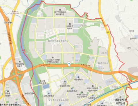 9일 다산동이 포털사이트 실시간 검색어 순위에 오르는 등 관심을 모으고 있다. 다산동. 네이버 지도 캡처