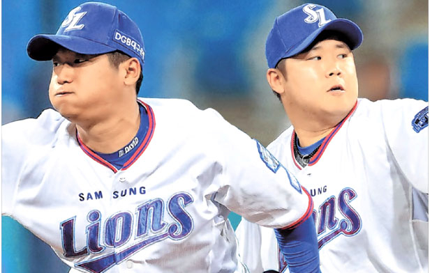 최지광(왼쪽)과 이승현.