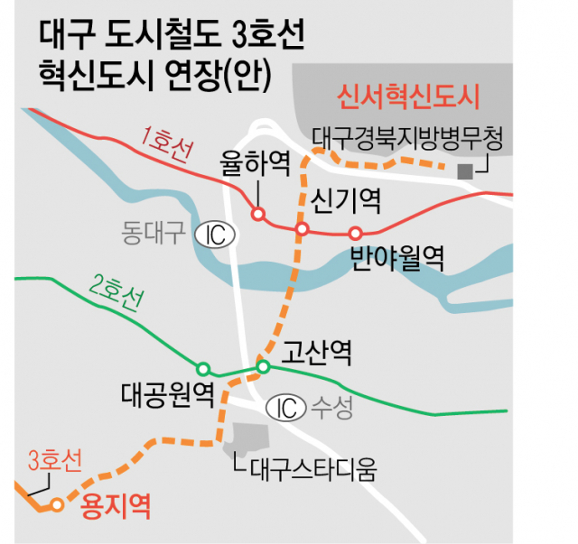 대구 도시철도 3호선 혁신도시 연장(안)