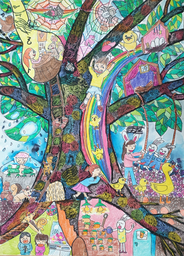 제27회 대구경북 환경사랑 글짓기·그림 공모전에서 최고상(그림 부문)인 환경부장관상을 받은 황주원(대구 동도초 5년) 학생의 작품