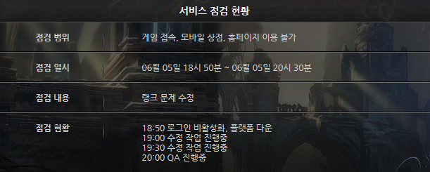 [속보] 롤 서버 점검 일지 오후 8시 업데이트 