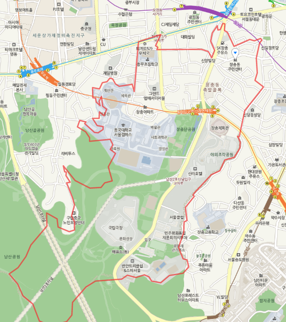 서울 중구 장충동 지도. 네이버 지도