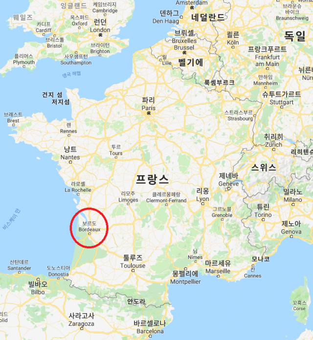 프랑스 보르도 위치. 구글맵
