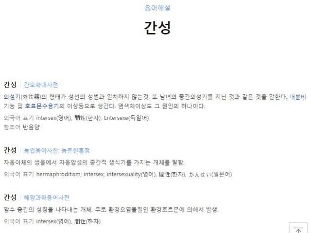 간성 용어 설명. 네이버 지식백과