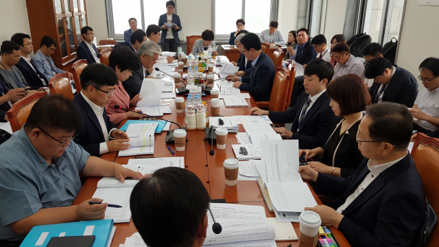 국회 문화체육관광위원회는 17일 오전 법안심사소위원회를 열고 신라왕경특별법을 의결했다. 사진은 이날 신라왕경특별법을 두고 회의 중인 모습. 김석기 의원실 제공