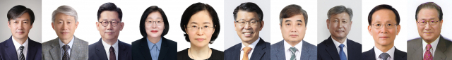 문재인 대통령은 9일 조국(54) 전 청와대 민정수석을 법무부 장관에 내정하는 등 10곳의 장관급 인사를 교체하는 개각을 단행했다. 왼쪽부터 법무부 장관 후보자 조국 전 청와대 민정수석, 과학기술정보통신부 장관 후보자 최기영 서울대 전기·정보공학부 교수, 농림축산식품부 장관 후보자 김현수 전 차관, 여성가족부 장관 후보자 이정옥 대구가톨릭대 사회학과 교수, 공정거래위원장 후보자 조성욱 서울대 경영대학 교수, 금융위원장 후보자 은성수 한국수출입은행장, 방송통신위원장 후보자 한상혁 법무법인 정세 대표변호사, 국가보훈처장 후보자 박삼득 전쟁기념사업회 회장, 주미대사 내정자 이수혁 더불어민주당 의원, 민주평화통일자문회의 수석부의장 내정자 정세현 한반도평화포럼 이사장. 연합뉴스