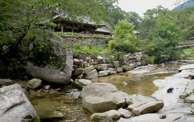 조선 영조 때 학자인 도암 이재(1680~1746)를 기리는 학천정 앞으로 선유동계곡이 흐르고 있다. 이채근 기자 mincho@imaeil.com