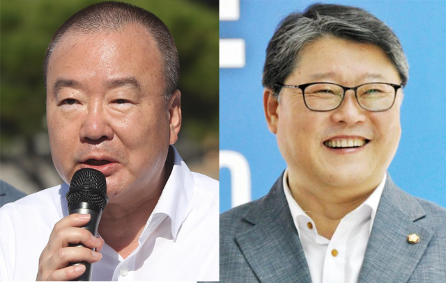 (왼쪽) 강효상 자유한국당 국회의원, (오른쪽) 조원진 우리공화당 공동대표