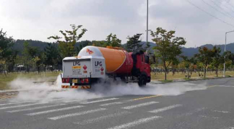 LPG 20kg이 누출된 가스 운반차량. 대구소방본부 제공