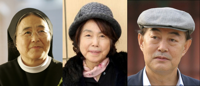 왼쪽부터 이해인 수녀, 강은교 시인, 정희성 시인.