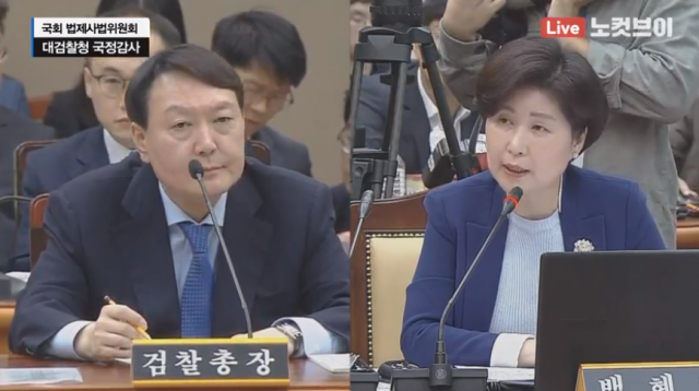 대검찰청 국정감사. 백혜련 의원 질의. 노컷브이 캡처