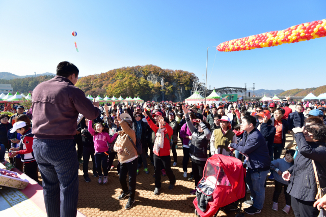 지난해 열린 청송사과축제에서 사과 경매를 진행하는 모습. 청송군 제공