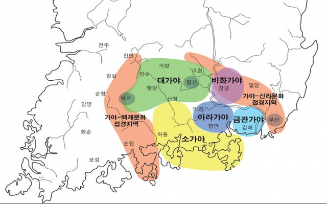 가야의 영역도. 성주는 가야-신라문화 접경지역으로 분류돼 있다. 가야고분군 세계유산등재추진단 자료