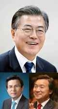 문재인 대통령(위), 황교안 자유한국당 대표, 손학규 바른미래당 대표(아래). 매일신문DB
