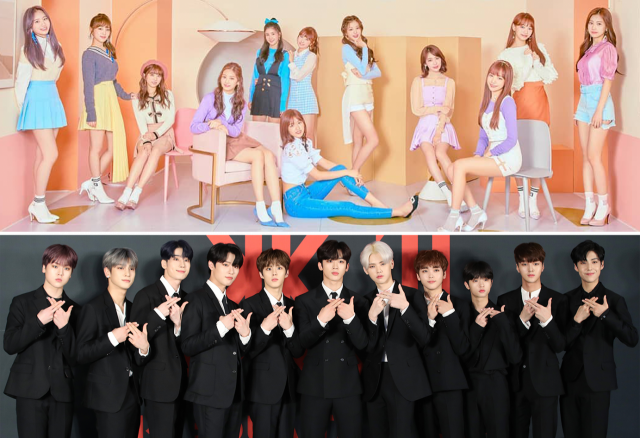 아이즈원(위)과 엑스원은 현재 자신들을 데뷔시킨 프로그램인 