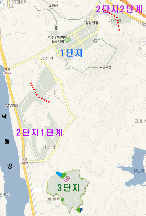 왜관일반산업단지 내 조성된 1, 2, 3단지 위치도. 왜관산업단지관리공단 제공