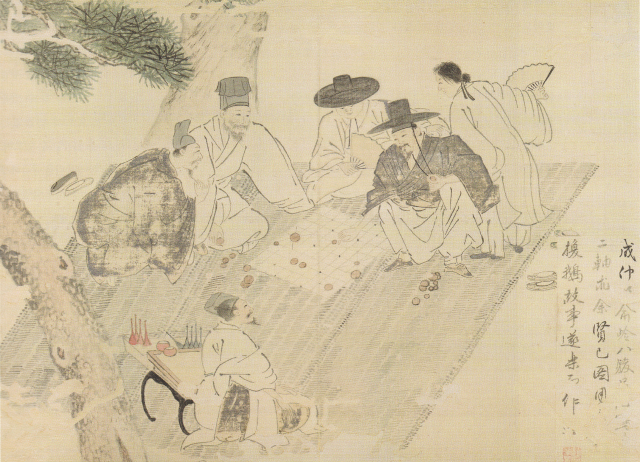 비단에 담채, 31.5×43.3㎝, 간송미술관 소장