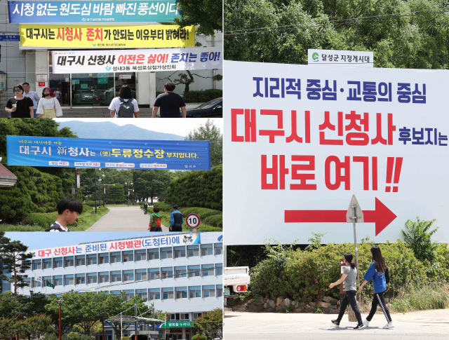 대구시청 신청사 유치 4개 구·군 홍보전. 매일신문DB