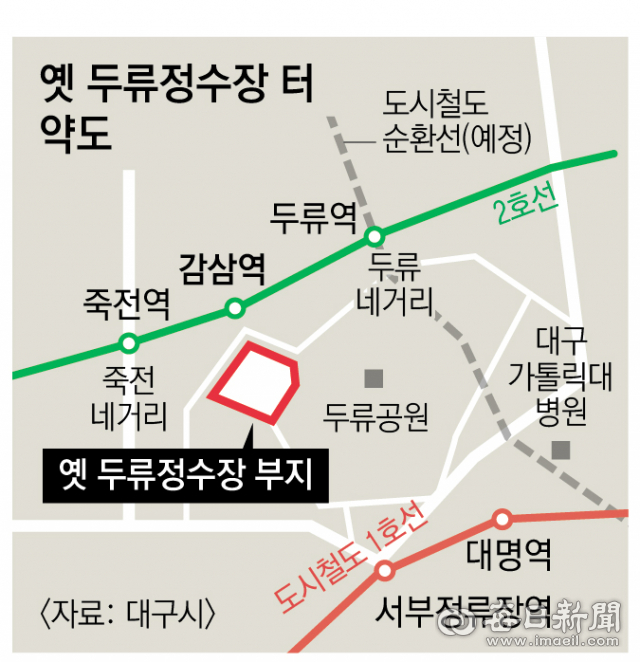 대구시 두류신청사(옛 두류정수장 터) 약도